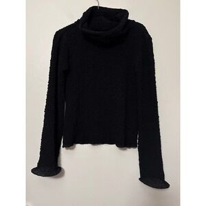 Giorgio‎ Armani Black Textured Funnel Neck Silk Top Made in Italy Size 44/10